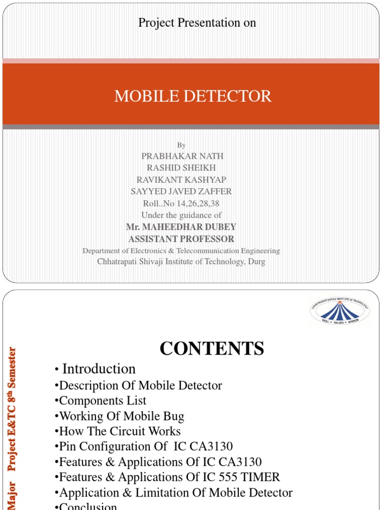 Mobile Phone Detector Project Overview | PDF | Amplifier | Capacitor