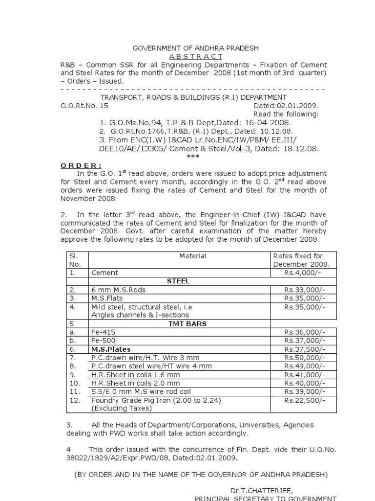 Steel & Cement Rates April08 To December 08 | PDF | Metals | Chemical ...
