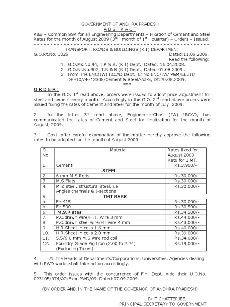 Monthly Cement and Steel Rates AP | PDF | Chemical Elements | Building ...
