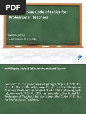 The Philippine Code Of Ethics For Professional Teachers Teachers Employment