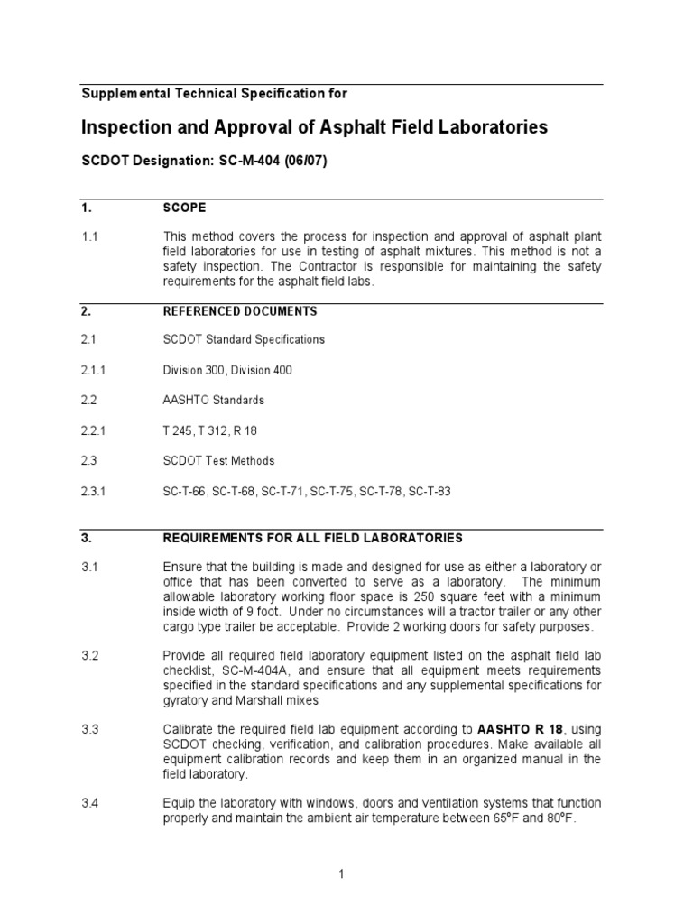 laboratory assesment Laboratories Specification (Technical Standard)
