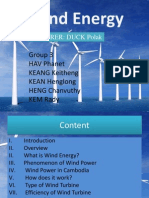 Wind Energy: Group 3 HAV Phanet KEANG Keitheng KEAN Henglong HENG Chanvuthy KEM Rady