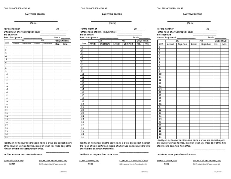 Daily Time Record Form Template | PDF | Business