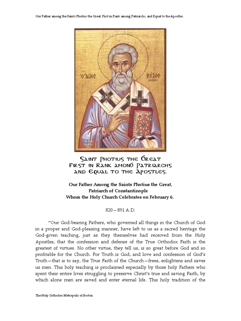 06.2 Photius | PDF | Eastern Orthodox Church | Pope