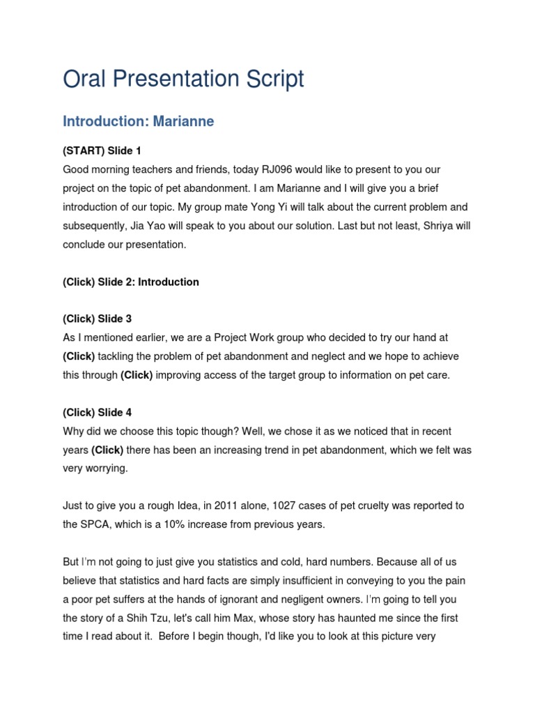 how to write script for presentation