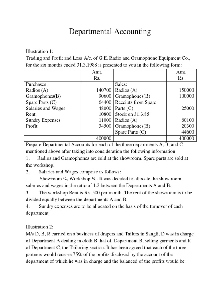 Departmental Accounting | PDF | Expense | Debits And Credits