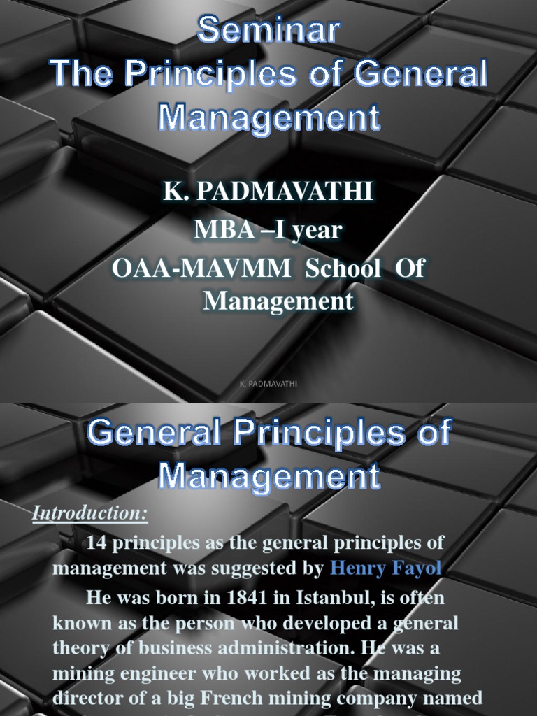 PADMA - General Principles of Management | PDF | Behavioural Sciences ...