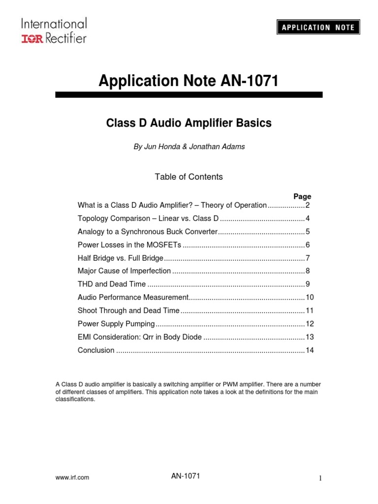Class D Audio Amplifier Basics PDF | PDF
