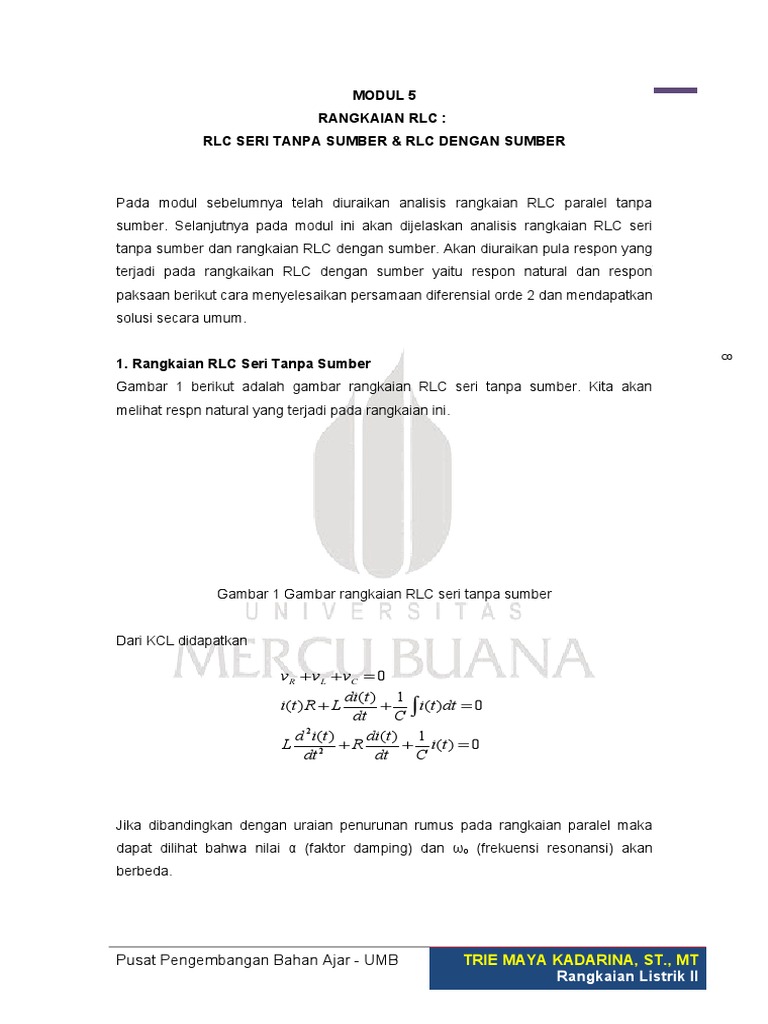 Analisis Rangkaian RLC Seri dan Sumber | PDF | Metode & Bahan Ajar