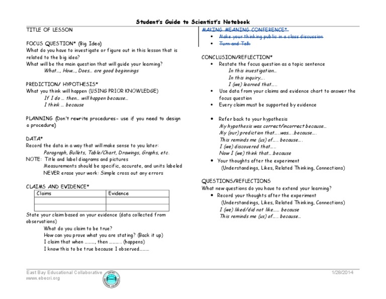 Students Guide To Scientists Notebook | PDF