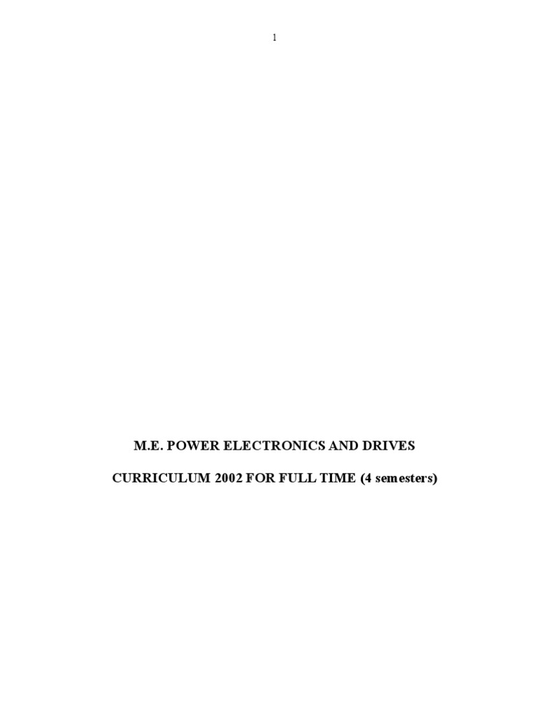M.E. Power Electronics and Drives Curriculum 2002 For Full Time PDF