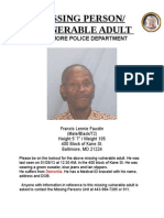 Missing Person/ Vulnerable Adult: Baltimore Police Department