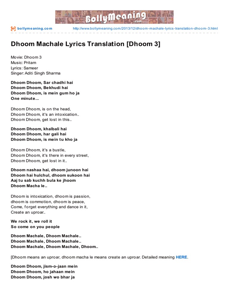 dhoom 2 machale mp3 song download 320kbps