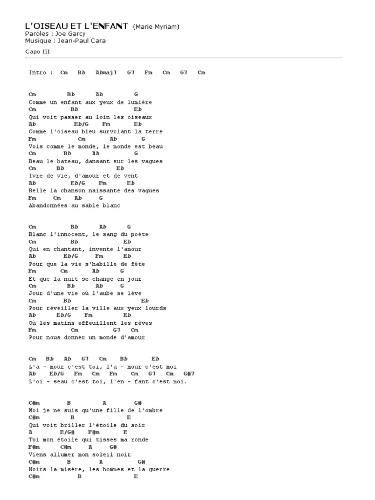 L Oiseau Et L Enfant