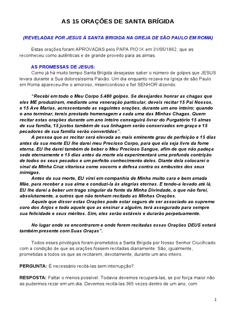 AS 15 ORAÇÕES DE SANTA BRÍGIDA | Business | Computação e Tecnologia da