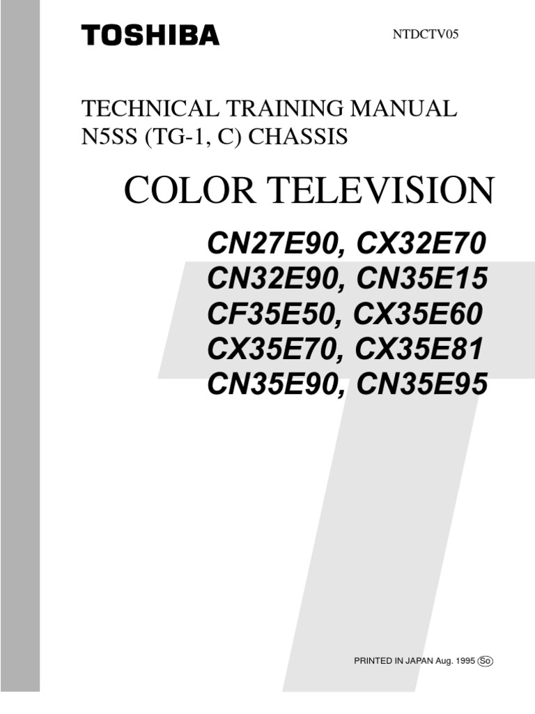 7520950 Toshiba CN27E90 TV Technical Training Manual | Digital Signal  Processing | Videocassette Recorder