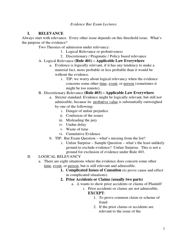 Evidence Bar Exam Strategies | PDF | Witness Impeachment | Witness