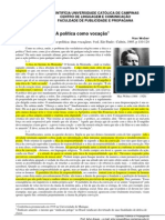 Excertos de A Politica Como Vocacao, de Max Weber