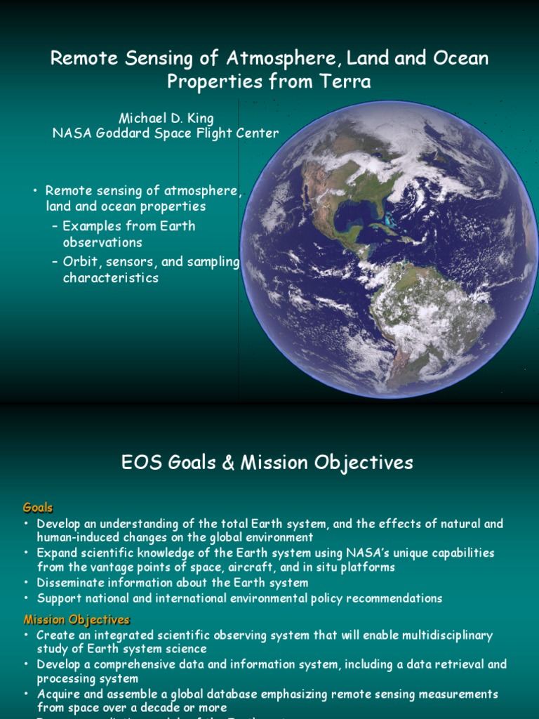 Remote Sensing of Atmosphere, Land and Ocean Properties From Terra ...
