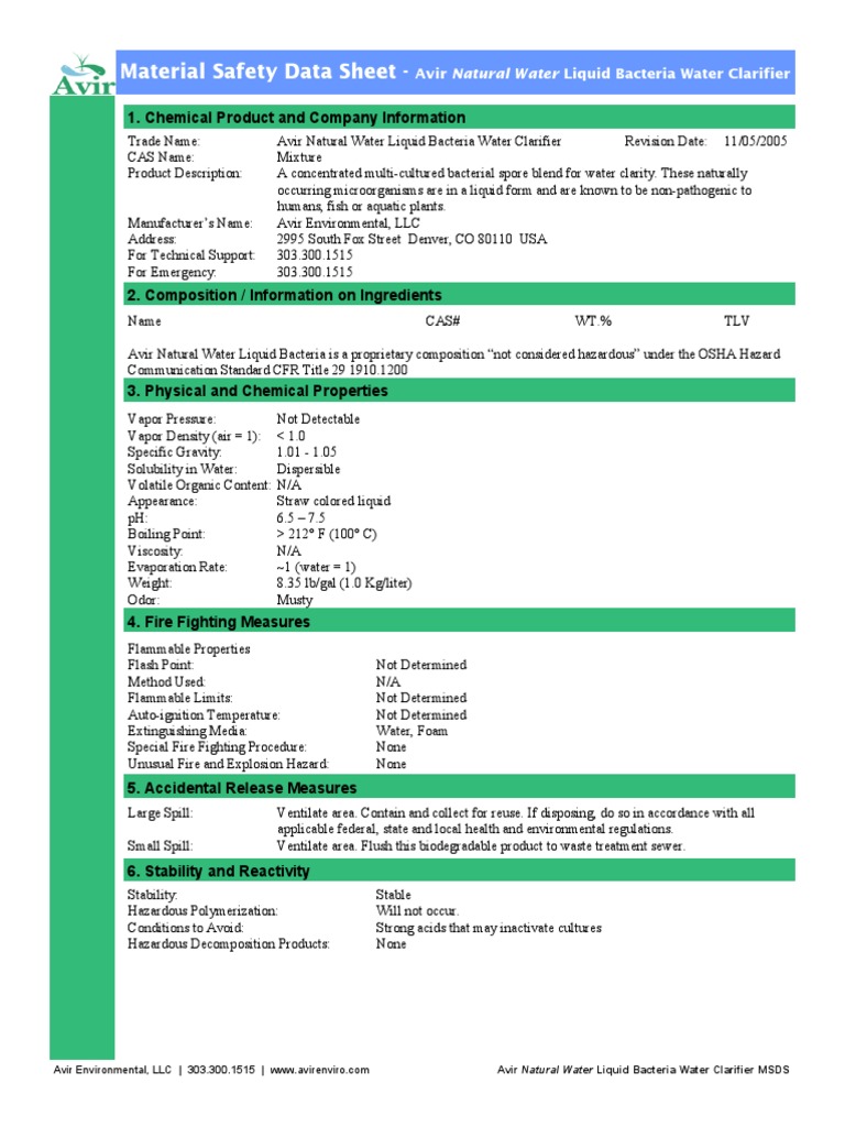 Material Safety Data Sheet 1. Chemical Product and Company Information