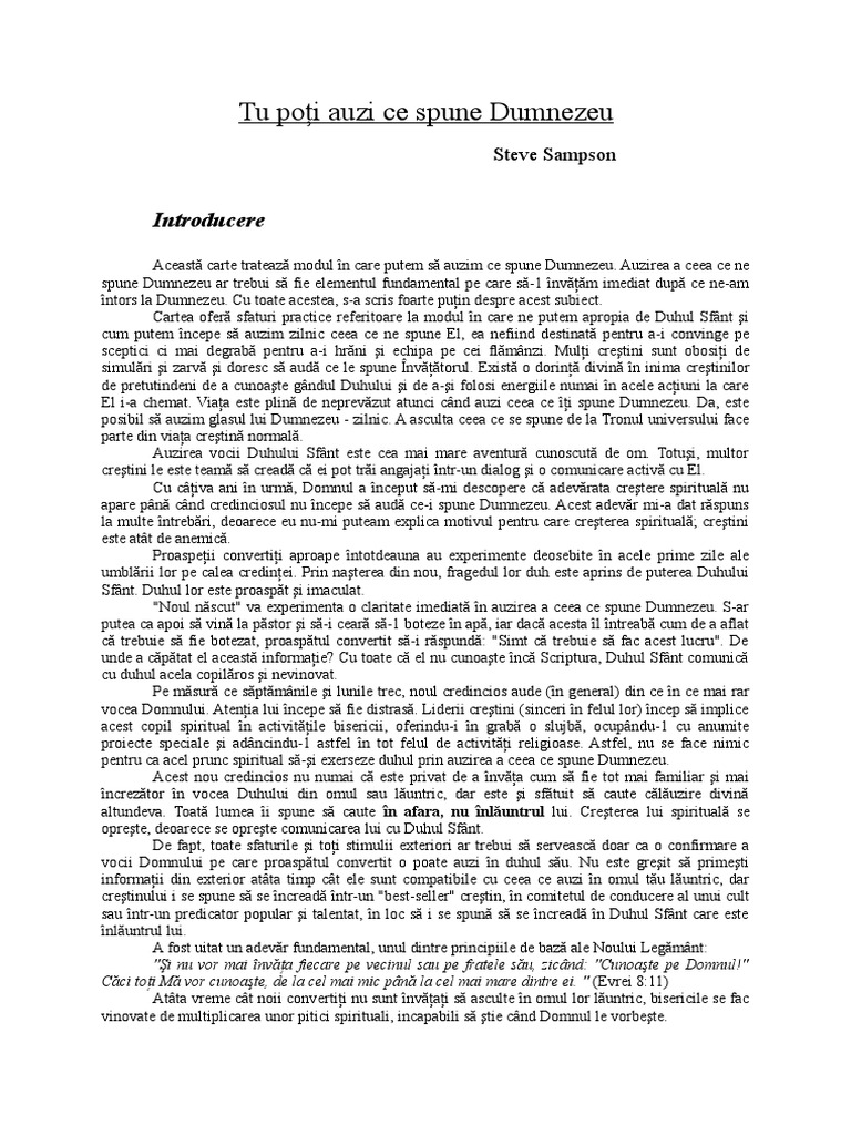 Steve Sampson - Tu Poti Auzi Ce Spune Dumnezeu | PDF