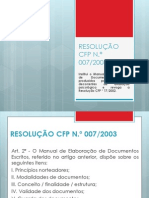 RESOLUÇÃO CFP Nº 07 2003