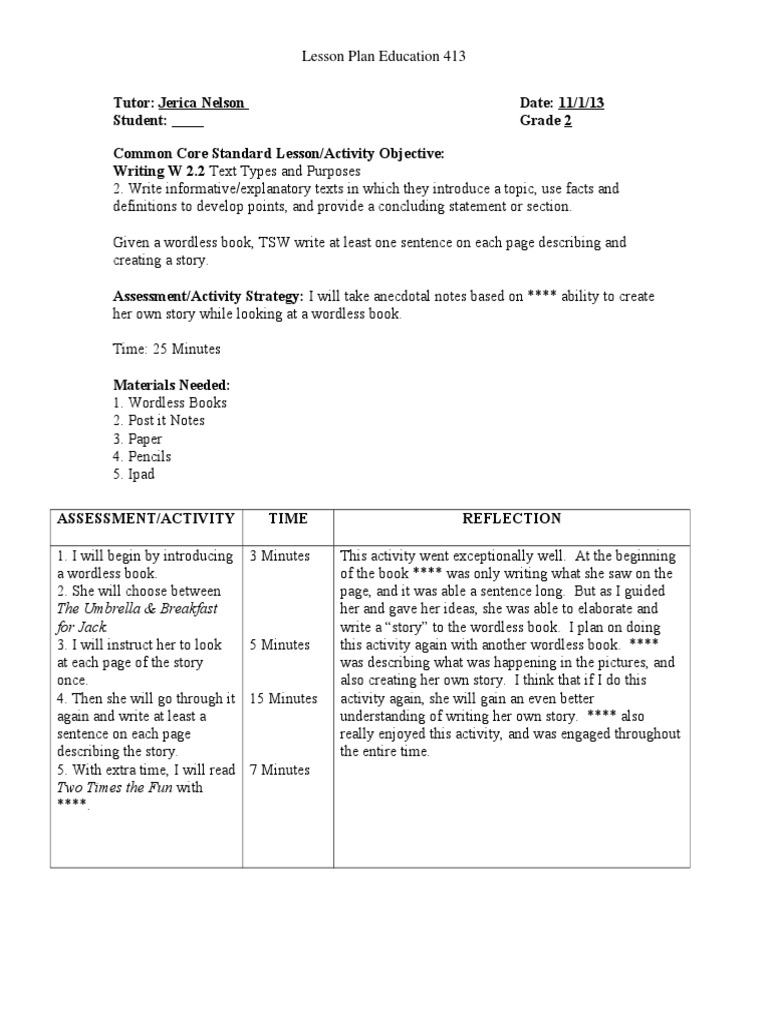 Grade 2 Writing Lesson Plan | PDF