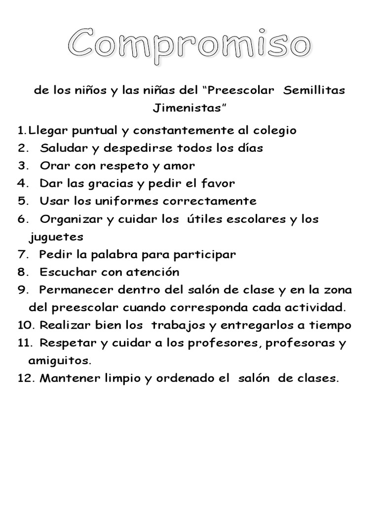 Compromiso Niños Preescolar | PDF
