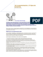 Las 10 Reglas de La Argumentación y 13 Tipos de Falacias Argumentativas