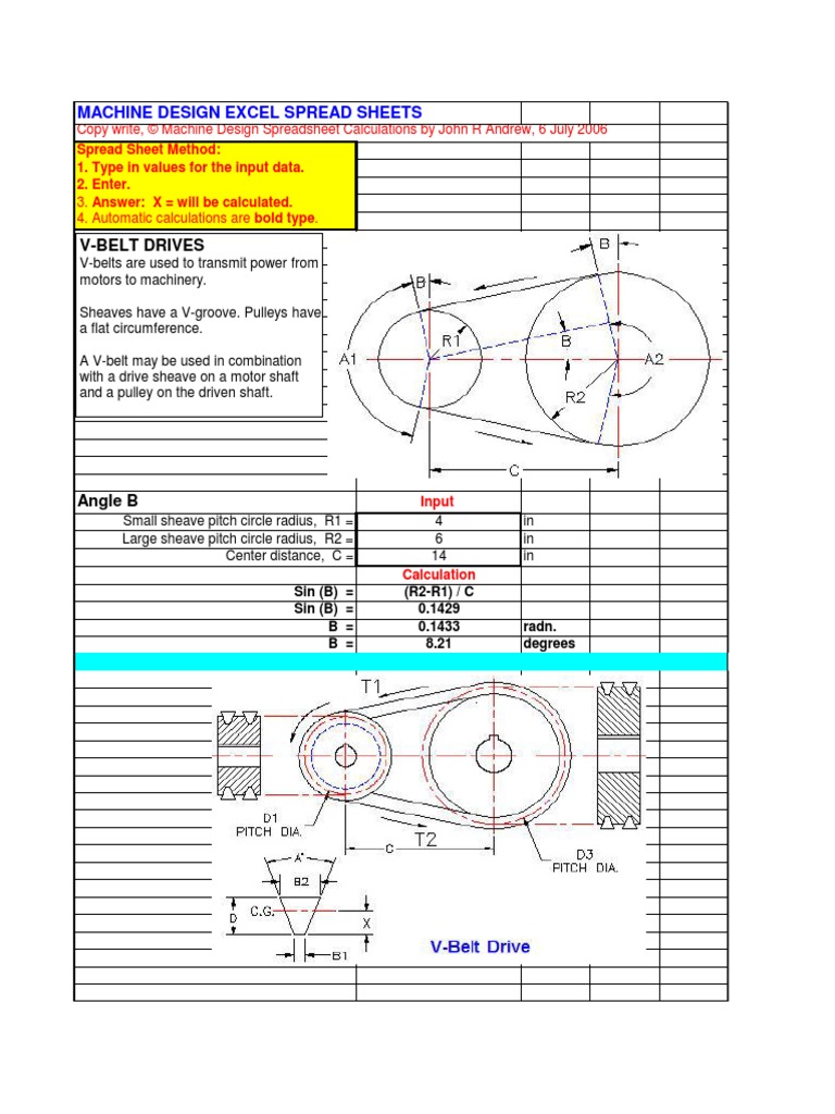 V Belt Calculation