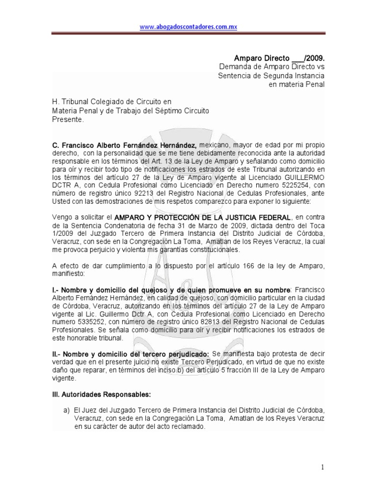 Amparo Directo contra Sentencia Penal | PDF | Testigo experto | Caso de ley