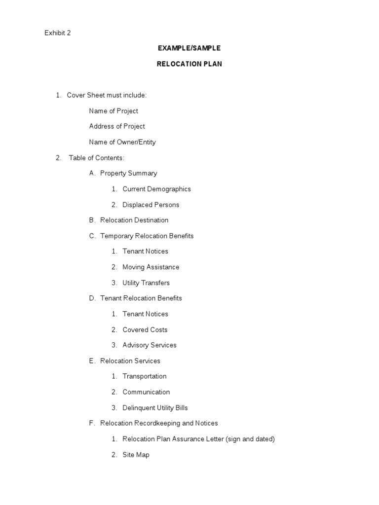 Sample Relocation Plan | PDF | Urban | Real Property Law