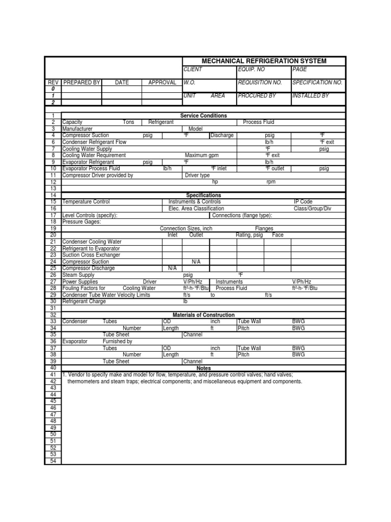 Refrigeration Process Data Refrigeration Continuum Mechanics