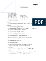 List of Formulae
