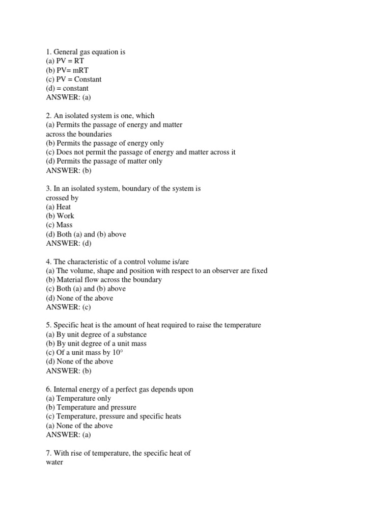 Gate Ques Pdf Laws Of Thermodynamics Thermodynamics