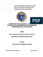 Deposición de Hojarasca y Retorno Potencial de Nutrimentos en Diferentes Comunidades de Vegetación