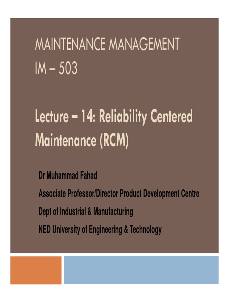 Reliability Centered Maintenance Overview | PDF | Reliability ...