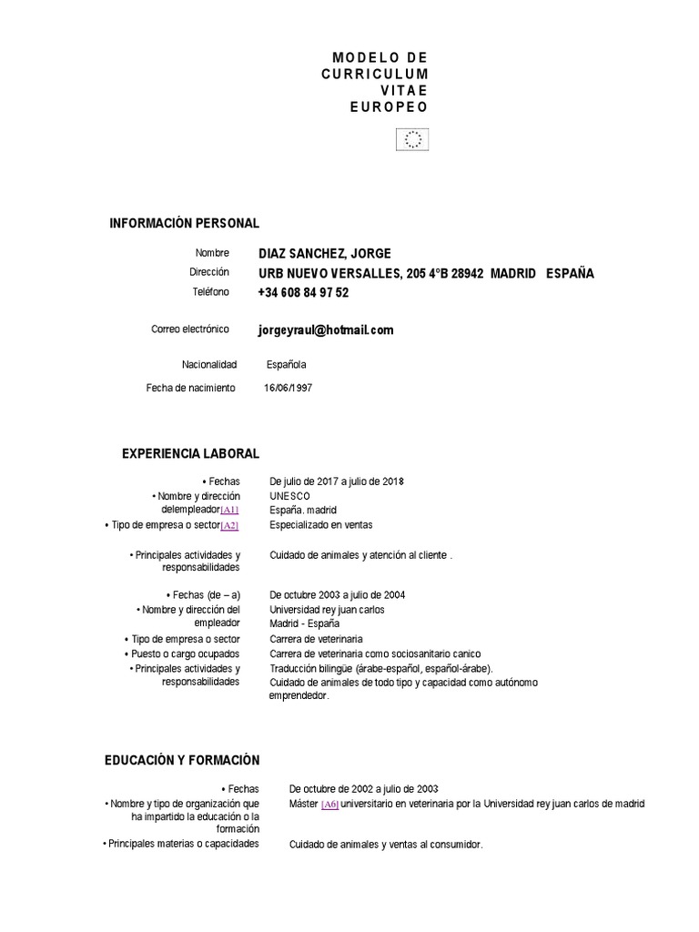 Curriculum vitae madrid image
