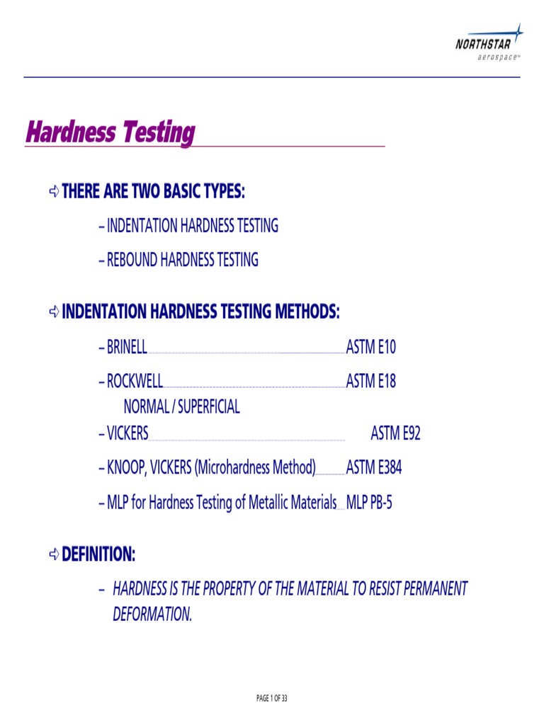 Hardness Testing Methods Overview | PDF | Hardness | Chemical Product ...