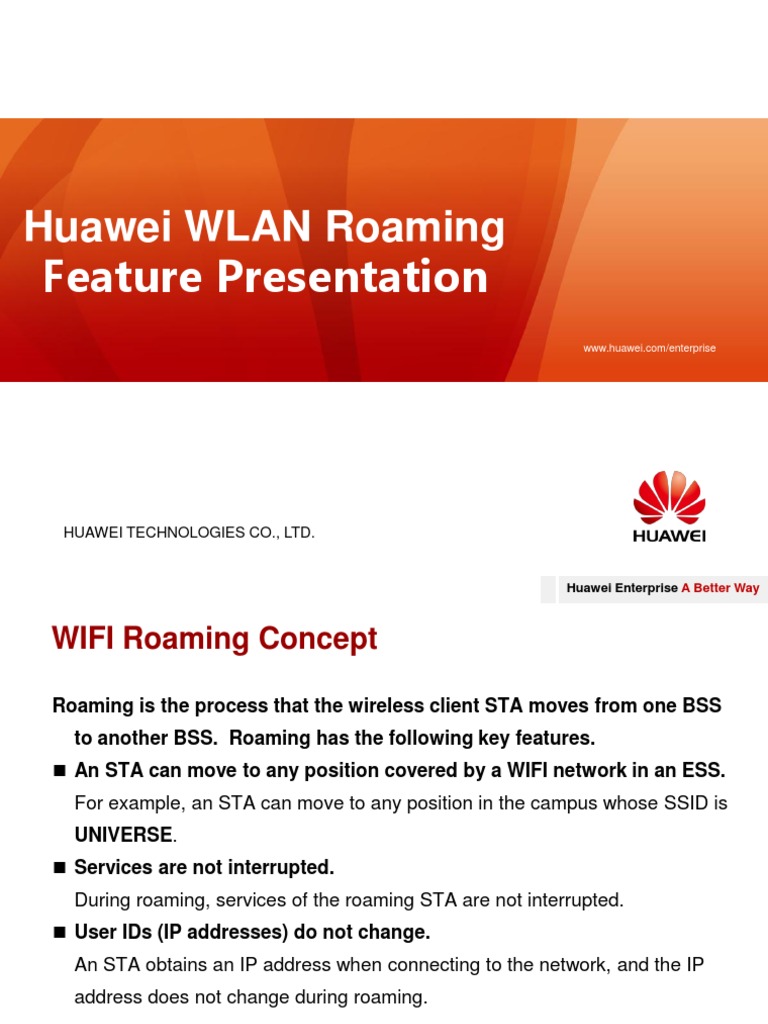 Huawei WLAN Roaming Overview | PDF | Wireless Lan | Networking Standards