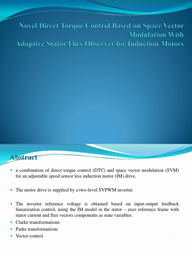 Novel Direct Torque Control Based On Space Vector | PDF | Electric ...
