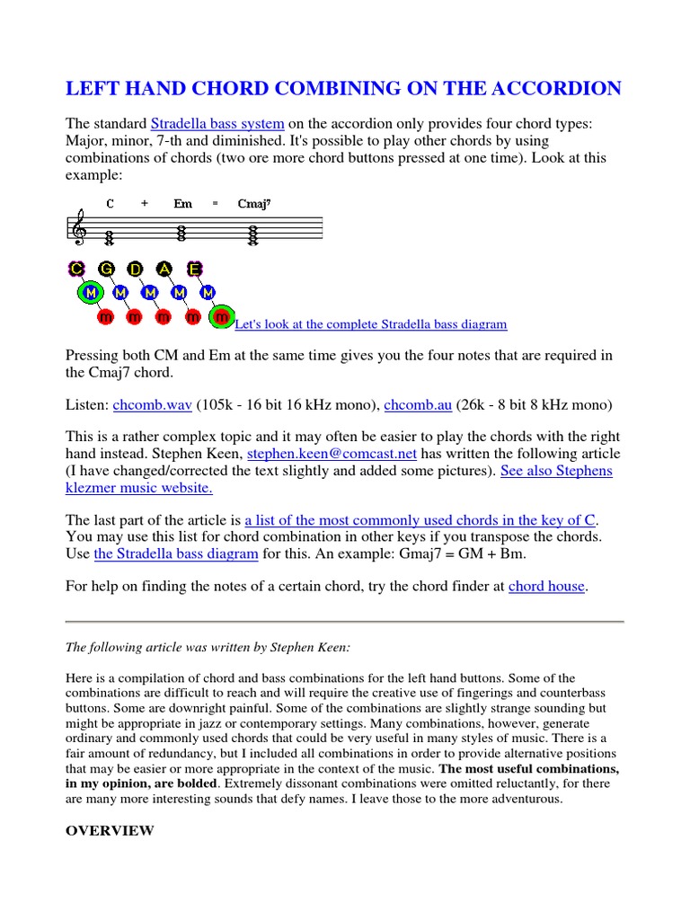 Left Hand Chord Combining on the Accordion Chord (Music) Music Theory