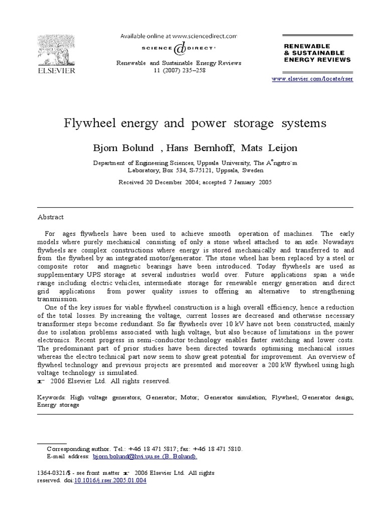 Flywheel Energy Storage PDF Physical Quantities Physical Universe