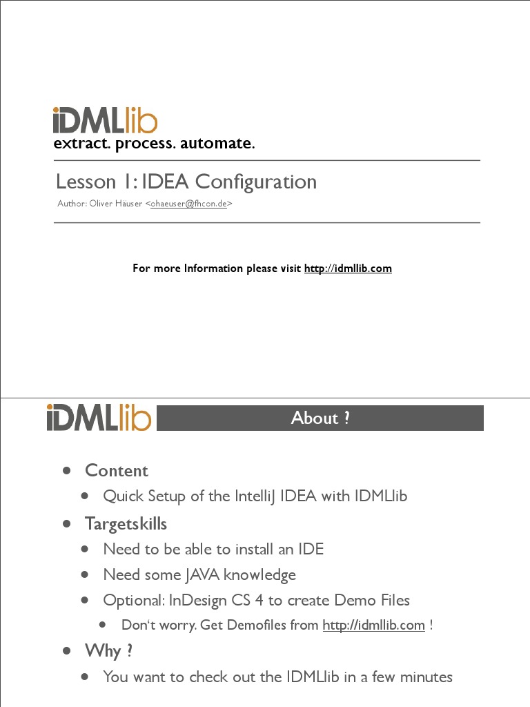 IDMLlib Tutorial 1 | PDF