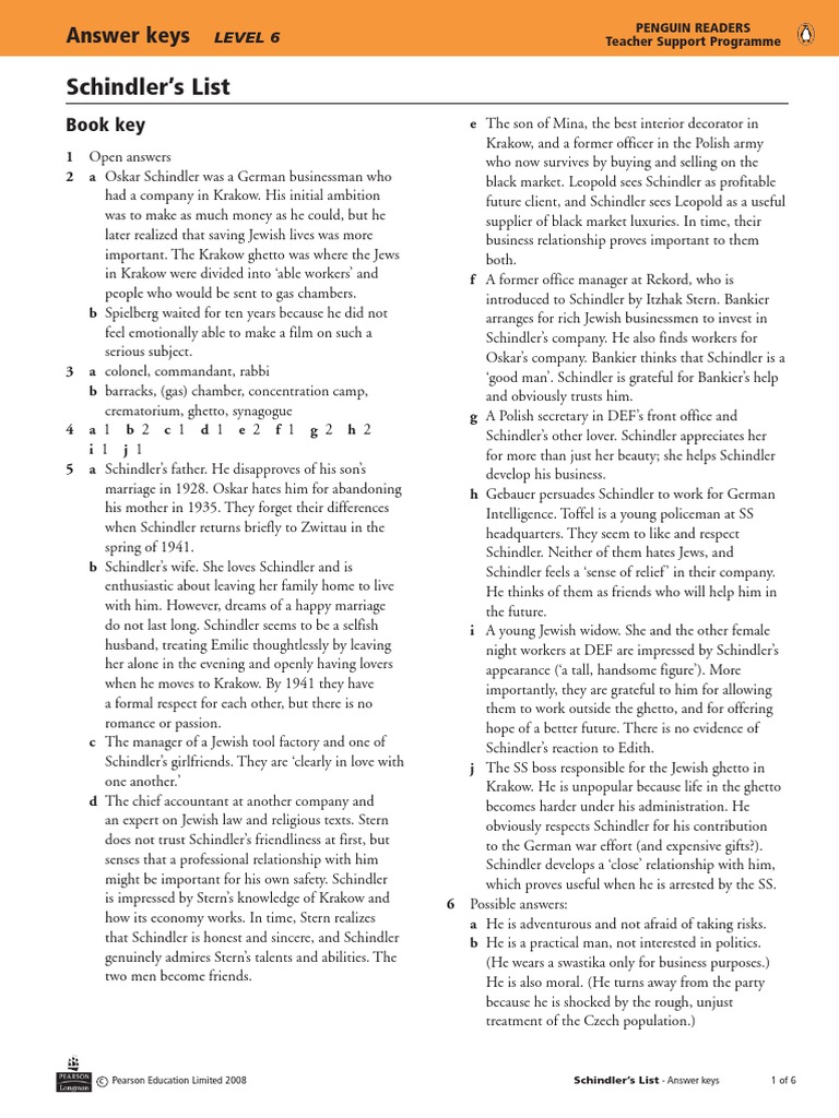 Schindler list homework answers image