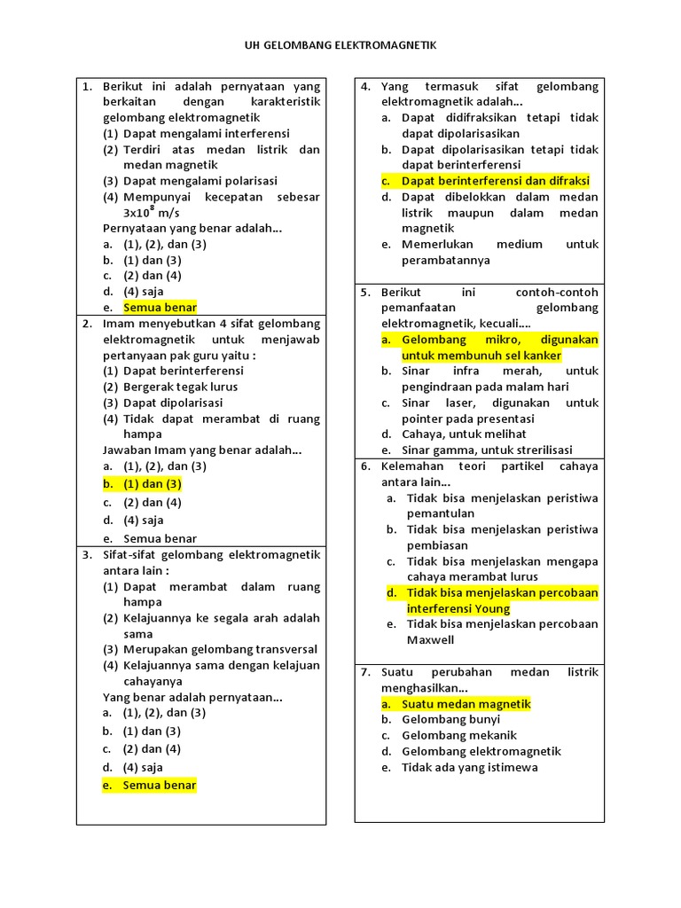 Soal Gelombang Elektromagnetik Pdf