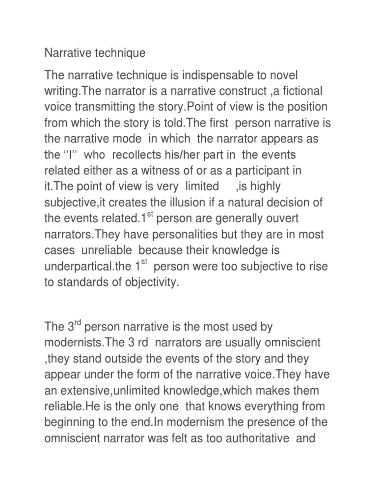 Narrative Techinques of Modernism | PDF | General Fiction