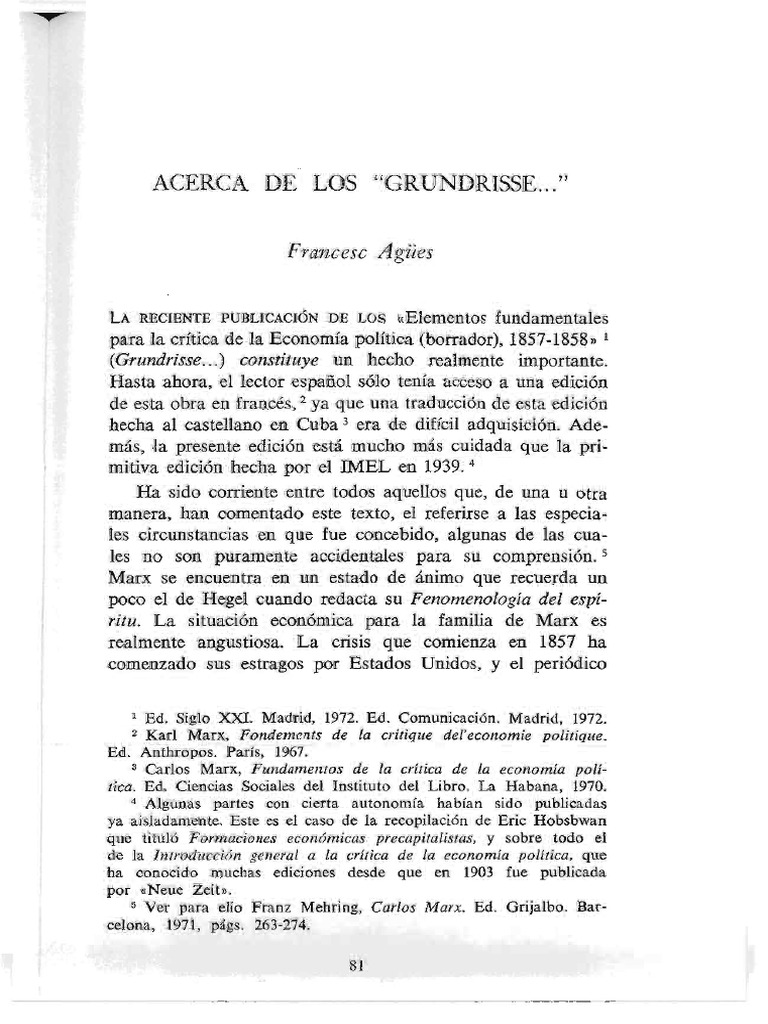 Acerca de Los Grundrisse | Karl Marx | Capital (economía) | Free 30-day