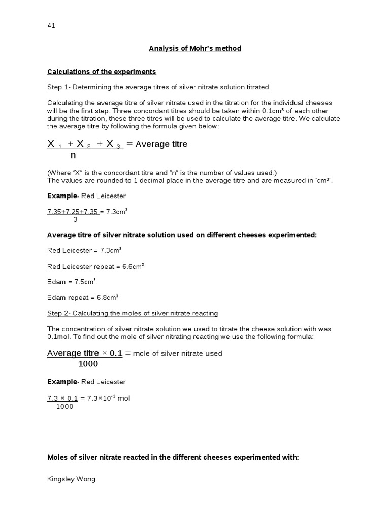 Analysis Of Mohr S Method Pdf Mole Unit Sodium Chloride