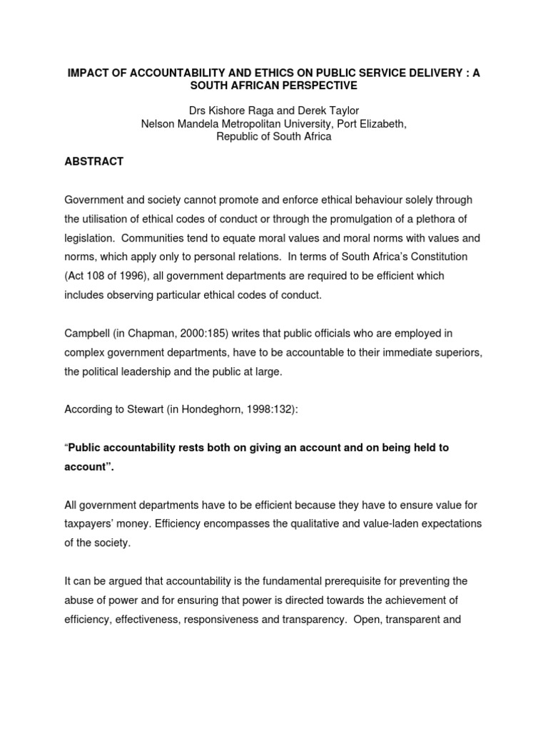 Ethics and Accountability in Public Service | PDF | Value (Ethics ...